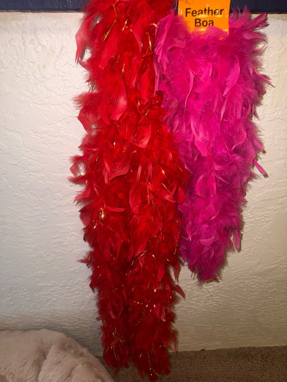 2 Red and Hot Pink Feather Boas